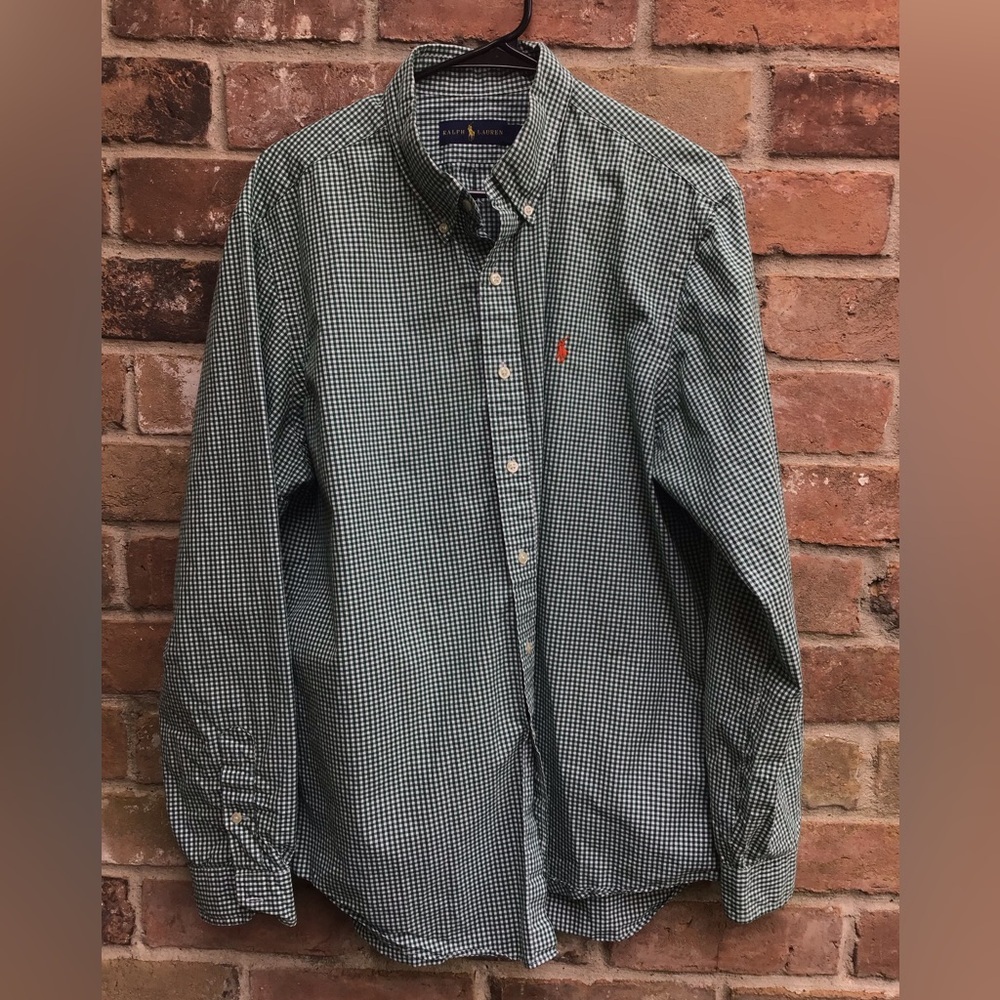 Polo by Ralph Lauren Green Checkered Men's Shirt